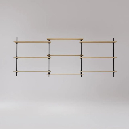 AR Shelving Deco Set Regal in Anthrazit-Eiche mit Stahl, B/T/H: 92,5 x 17,5 x 235 cm