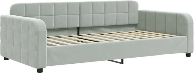vidaXL Schlafsofa mit Schlaffunktion in Hellgrau mit Samtbezug, B/T/H: 223 x 110 x 71 cm - Bild 1