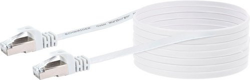 Schwaiger CAT6 Ethernet LAN Flachkabel mit RJ45-Stecker in Weiss, 10 m - Bild 1