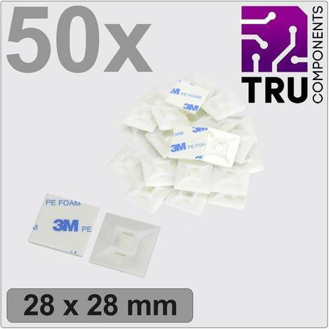 TRU COMPONENTS T24CA069 Befestigungssockel aus Nylon, selbstklebend und schraubbar, Farbe Weiß, 50 Stück - Bild 1