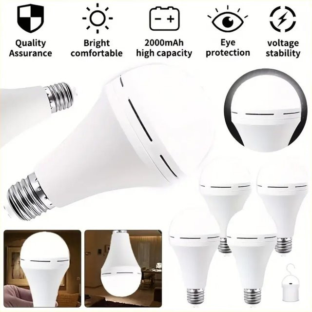 TLEDMP Notfall-LED-Lampe E27, wiederaufladbare und wasserdichte LED-Beleuchtung für Camping, Garten und Zuhause - Bild 1