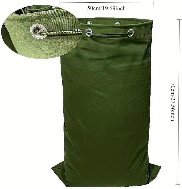 Ventora Aufbewahrungstasche aus Canvas in Grün mit doppeltem Kordelzugverschluss für Campingausrüstung und Outdoor-Freizeit, B/T/H: 70,0 x 50,0 x 0,0 cm - Bild 1