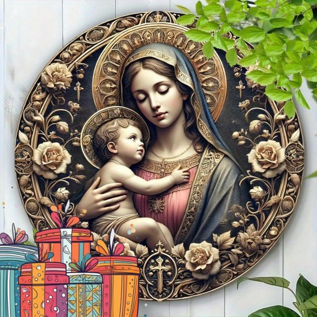 Potdemiel Dekoratives Metallschild mit Blumenmotiv in Mehrfarben, Rund, Durchmesser: 20 cm - Bild 1