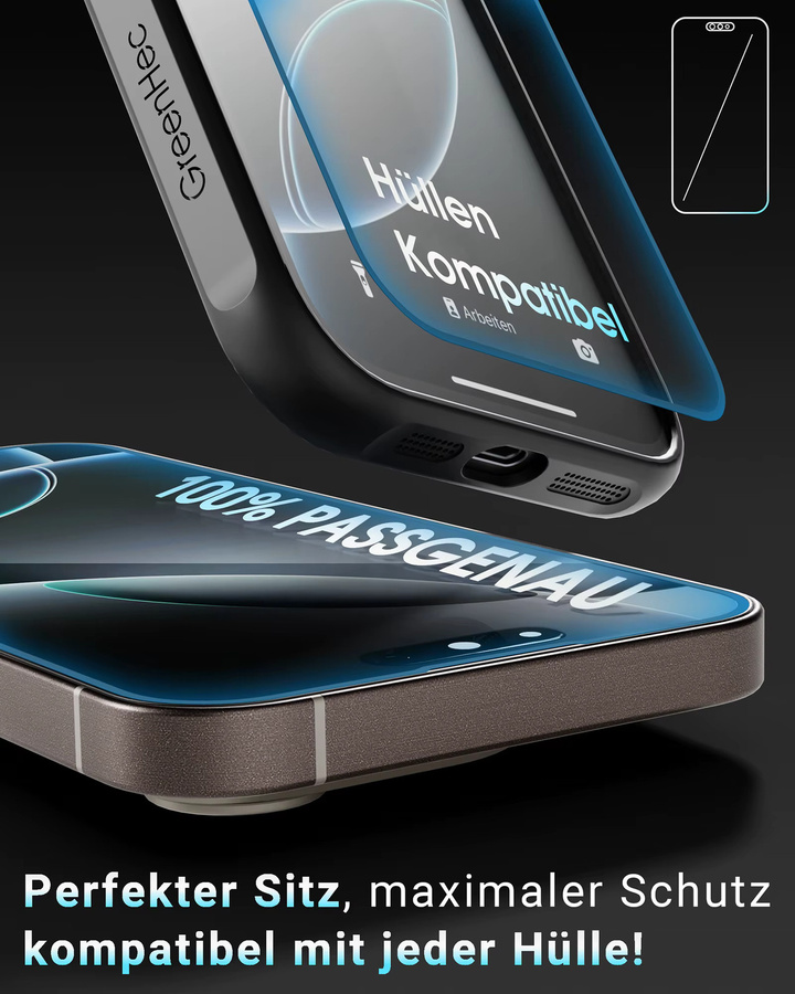 Apple Panzerfolie für iPhone 17 16 15 14 13 Pro Max als transparentes Schutzglas, stoßfest und dünn - Bild 4