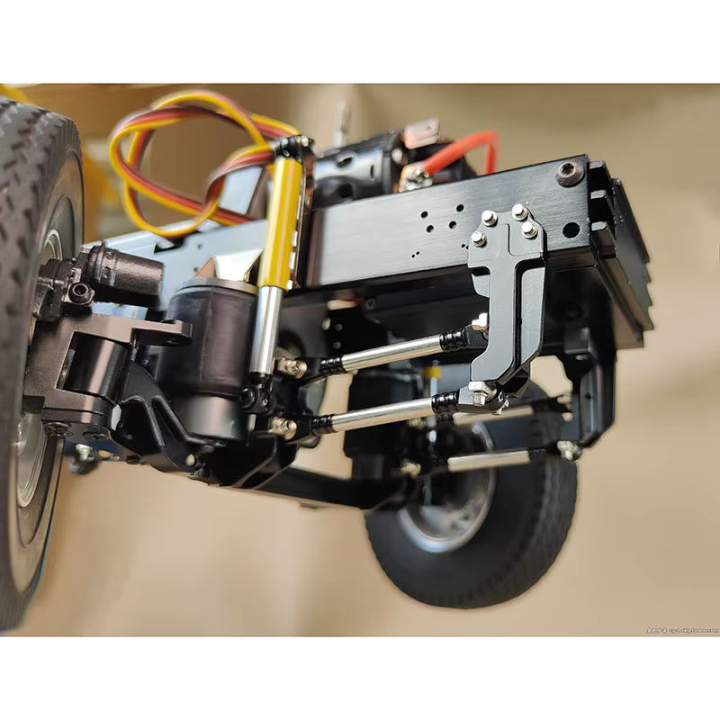 Tamiya RC Truck Zubehör, Vorderrad-Lenkungsaufhängung, Luftfederung, Stoßdämpfung, 1:14, Metall, Schwarz - Bild 3
