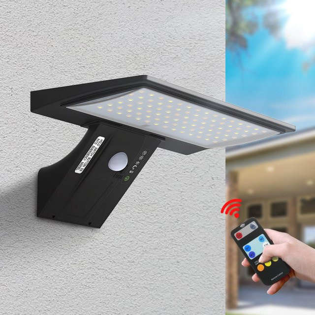 Solar-Außenleuchten mit Bewegungsmelder und 90 LEDs, wasserdichtes Sicherheitsflutlicht in Schwarz für Garten, Hof und Veranda - Bild 1
