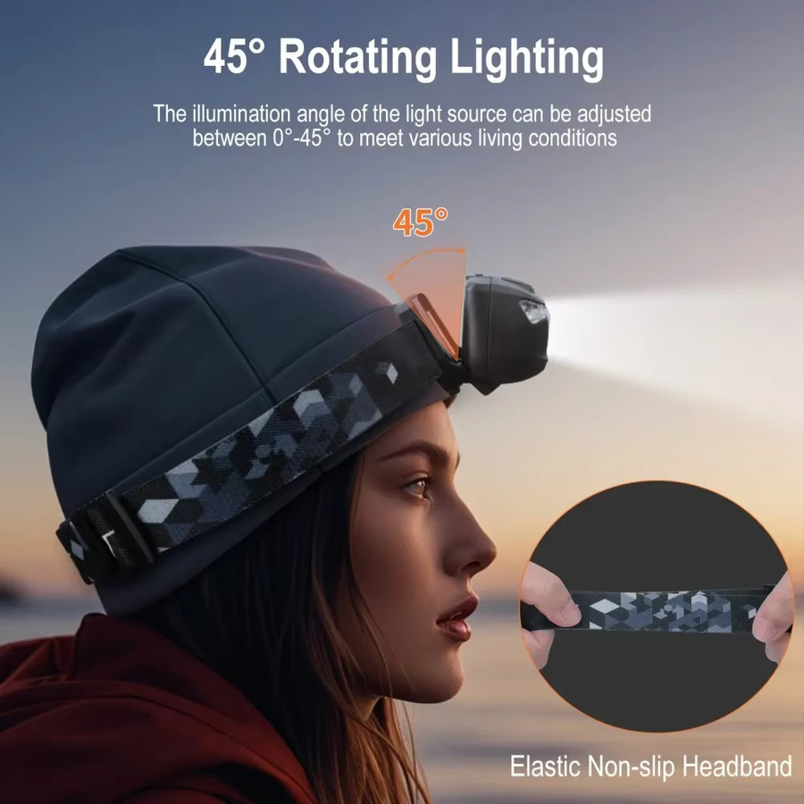 BORUiT BR01 LED-Mini-Stirnlampe in Weiß und Rot mit 240 lm, wasserdichte 4-Modus-Taschenlampe für Camping und Angeln, betrieben mit AAA-Batterie - Bild 3