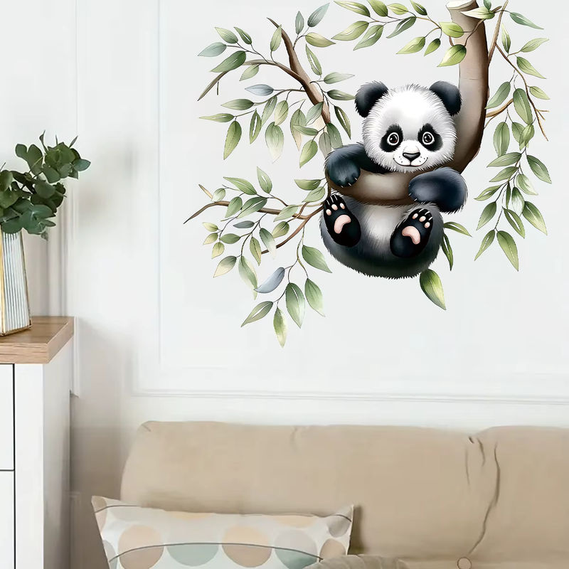 BRUP Wandaufkleber Cartoon Aquarell Panda klettert auf Bäumen für Kinderzimmer und Schlafzimmer, mehrfarbig - Bild 3