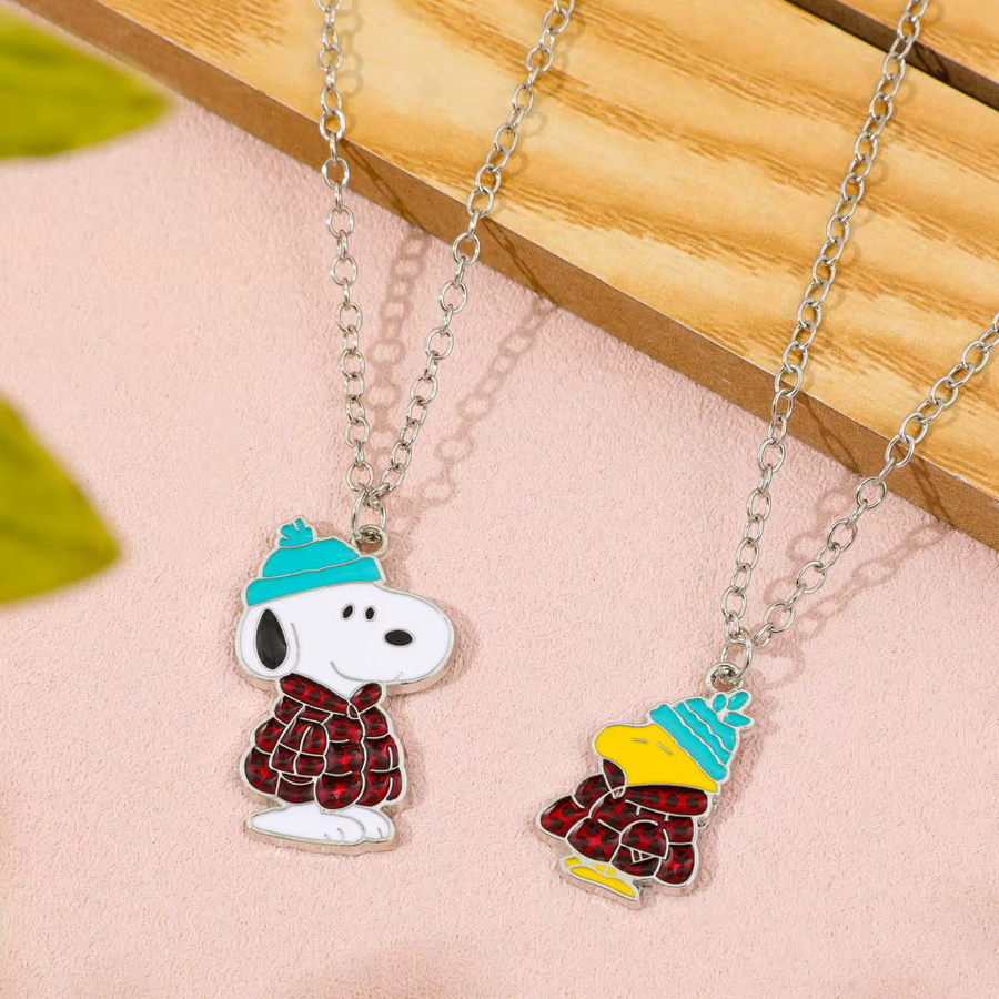 Bandai Halskette, Snoopy Dogs, Gelb-weißer Anhänger, Silber, Unisex - Bild 2