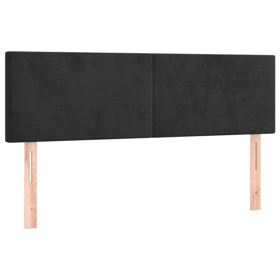 vidaXL Kopfteile 2er Set aus Samt in Schwarz, gepolsterte Paneele mit Lärchenholz, B/T/H: 72 x 5 x 78/88 cm - Bild 2
