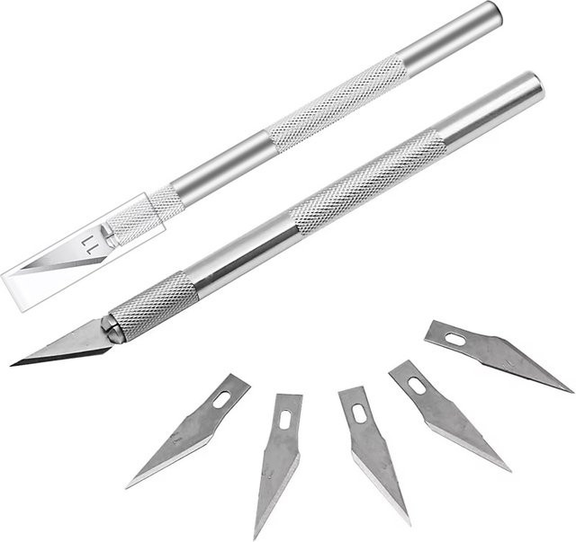 5-teiliges Metall Skalpell Messer Kit in Silber für präzise Gravur- und Reparaturarbeiten an Handy und PC - Bild 1