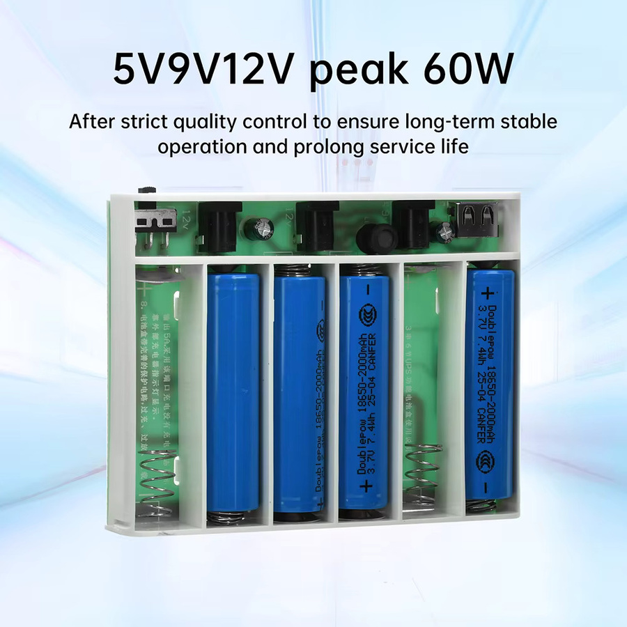 diymore DC-USV-Stromversorgung DIY-Powerbank-Box in Weiß mit 6 x 18650 Batterien für Router, Handy und Modem (5 V, 9 V, 12 V) - Bild 4