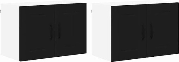 Set aus 2 vidaXL Küchenschränken in Schwarz, Wandregal aus MDF mit Scharniertüren, B/T/H: 60 x 31 x 40 cm