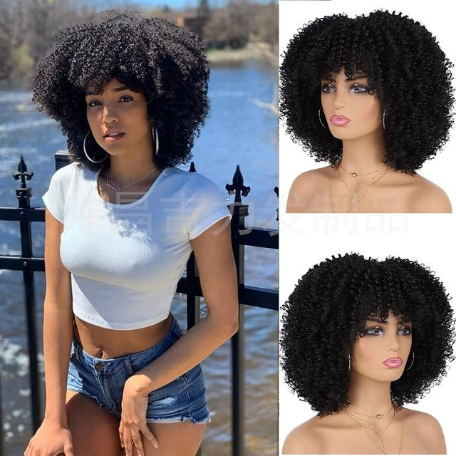 G&T Wig Afro-Lockenperücke mit Pony, schwarz, Damen - Bild 1