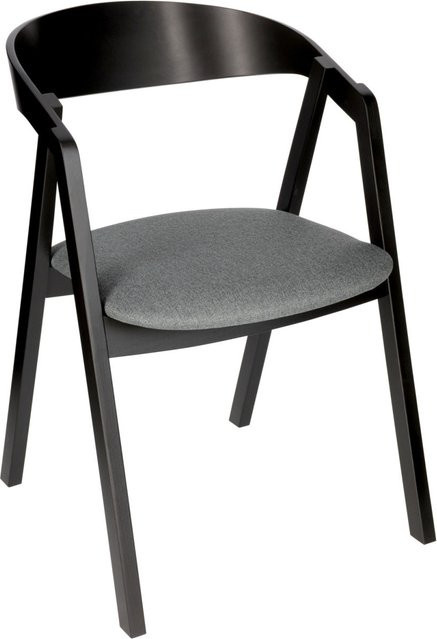 VEGA Stapelstuhl Calma aus Buchenholz mit Stoffbezug, 2er Pack, Sitz grau, Gestell schwarz lackiert, B/T/H: 54 x 53 x 79 cm - Bild 1