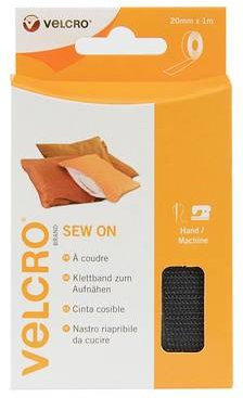 VELCRO Klettband zum Aufnähen mit Haken und Flausch in Schwarz, Breite: 2 cm, Länge: 1 m - Bild 1