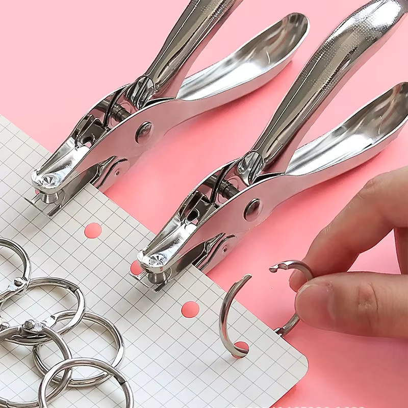 Manueller Locher für A4 Papier mit 3 mm und 6 mm Lochung in Silber aus Metall für Schule und Büro - Bild 2
