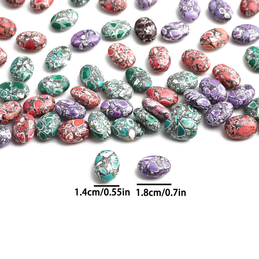 NASSBORO Perlen, bunte synthetische, flach, oval, 14 x 18 mm - Bild 4