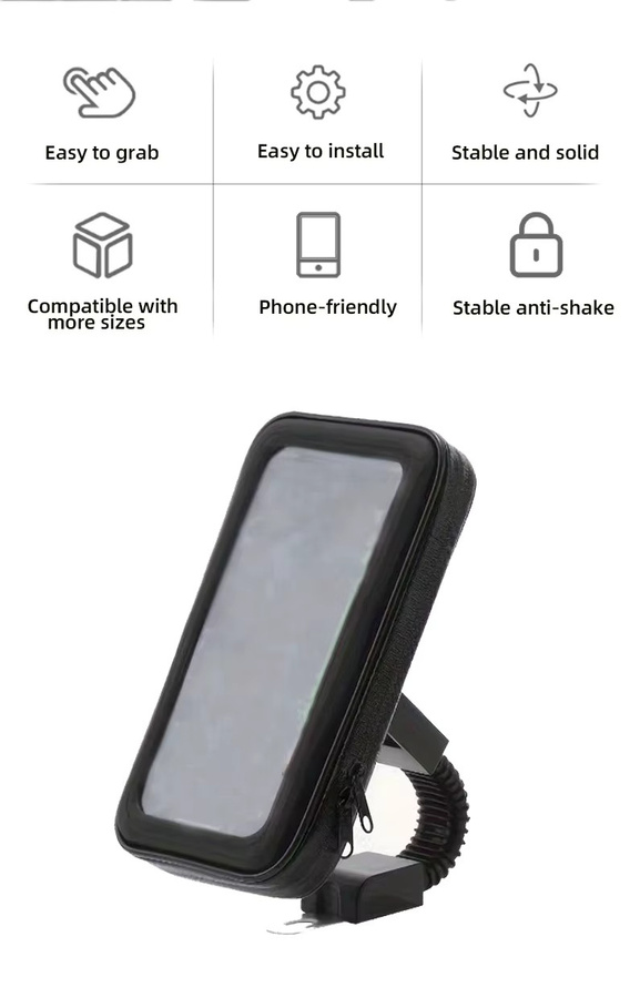 Wasserdichte und staubdichte Motorrad-Telefonhalterung in Schwarz für Smartphones bis 6,5 Zoll - Bild 3