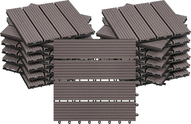 WOLTU WPC Terrassenfliesen Holzoptik Klicksystem, 22 Stück/2 m², Farbe: Coffee - Bild 1