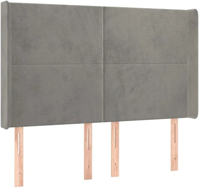 vidaXL LED Kopfteil aus Samt in Hellgrau mit USB-Ladeport und integrierter Beleuchtung B: 147 cm, T: 16 cm, H: 118 cm bis 128 cm - Bild 1