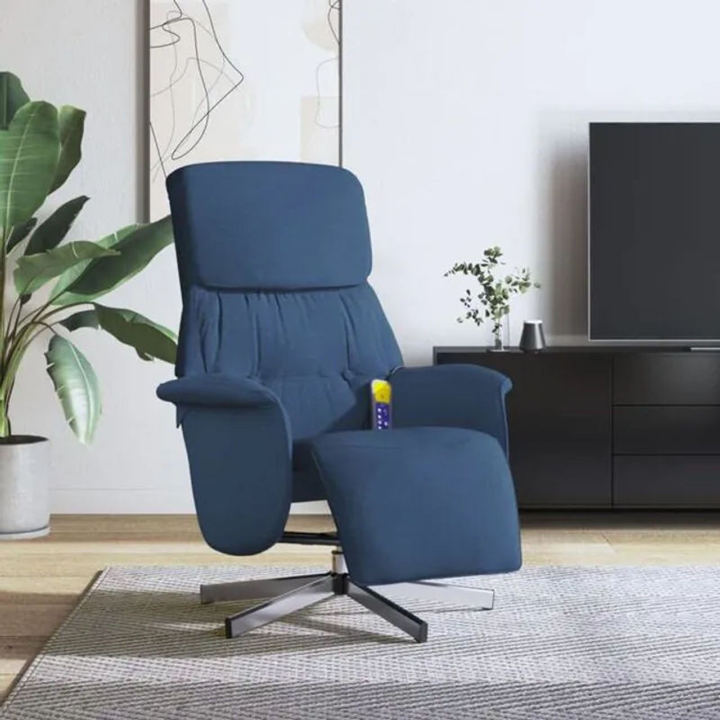 Vidaxl Relaxsessel Massagesessel mit Fußteil aus blauem Polyester-Stoff in modernem Design - Bild 1