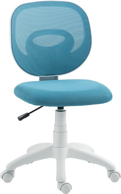 HOMCOM Ergonomischer Bürostuhl mit C-förmiger Rückenstütze, Höhenverstellbarer Drehstuhl ohne Armlehnen, Blau - Bild 1