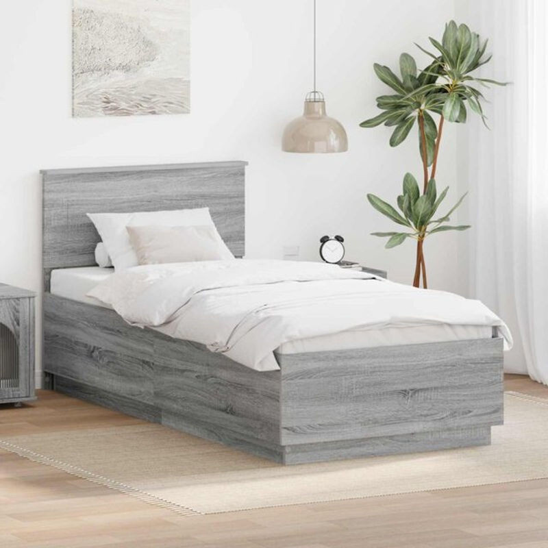 Modernes Bettgestell vidaXL aus Holzwerkstoff in Grau, B/T/H: 100 x 200 cm - Bild 1