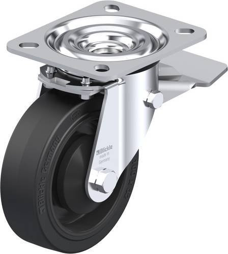 Blickle Lenkrolle L-POEV 100KA-ST mit Feststeller, Rad-Durchmesser: 100 mm, Tragfähigkeit: 200 kg, verzinkter Stahl und Kunststoff in Schwarz und Grau - Bild 1