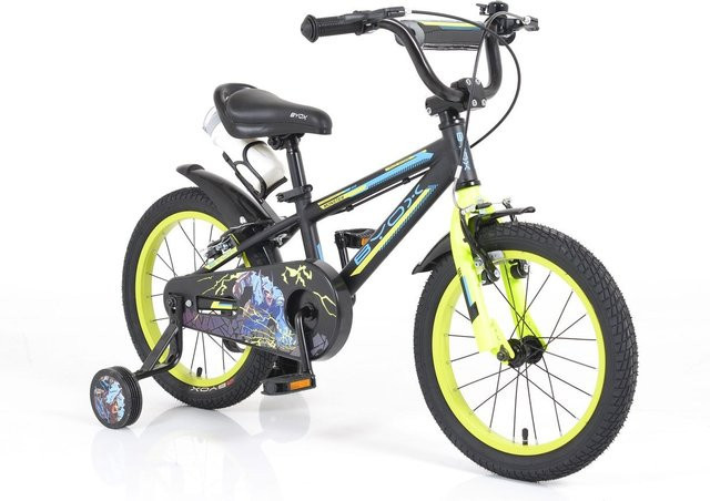 Byox Kinderfahrrad Monster, 16 Zoll, schwarz, mit Stützrädern, Metall-Rahmen, Klingel - Bild 1