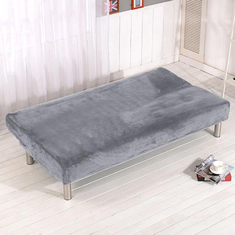 Elastischer Samt-Plüsch-Sofa-Bettbezug ohne Armlehnen aus Polyester, moderner Stretch-Schutzbezug für Couch und Bett, Breite: 150 cm bis 185 cm - Bild 2