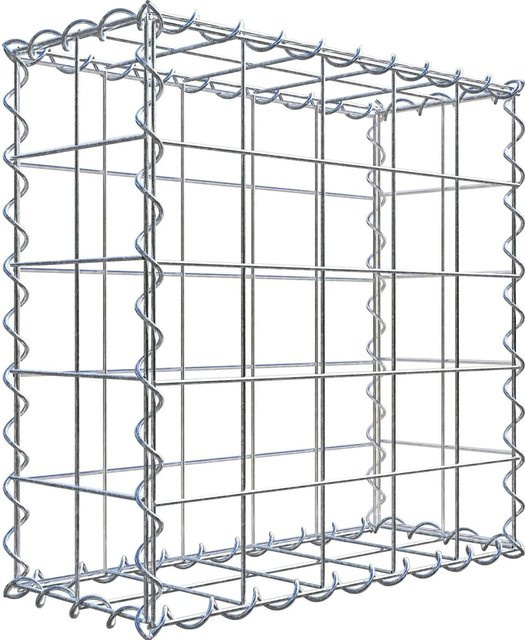 Gabiona Gabione aus Stahl in Silberfarben, B/T/H: 50 x 50 x 20 cm, Maschenweite 10 x 10 cm - Bild 1