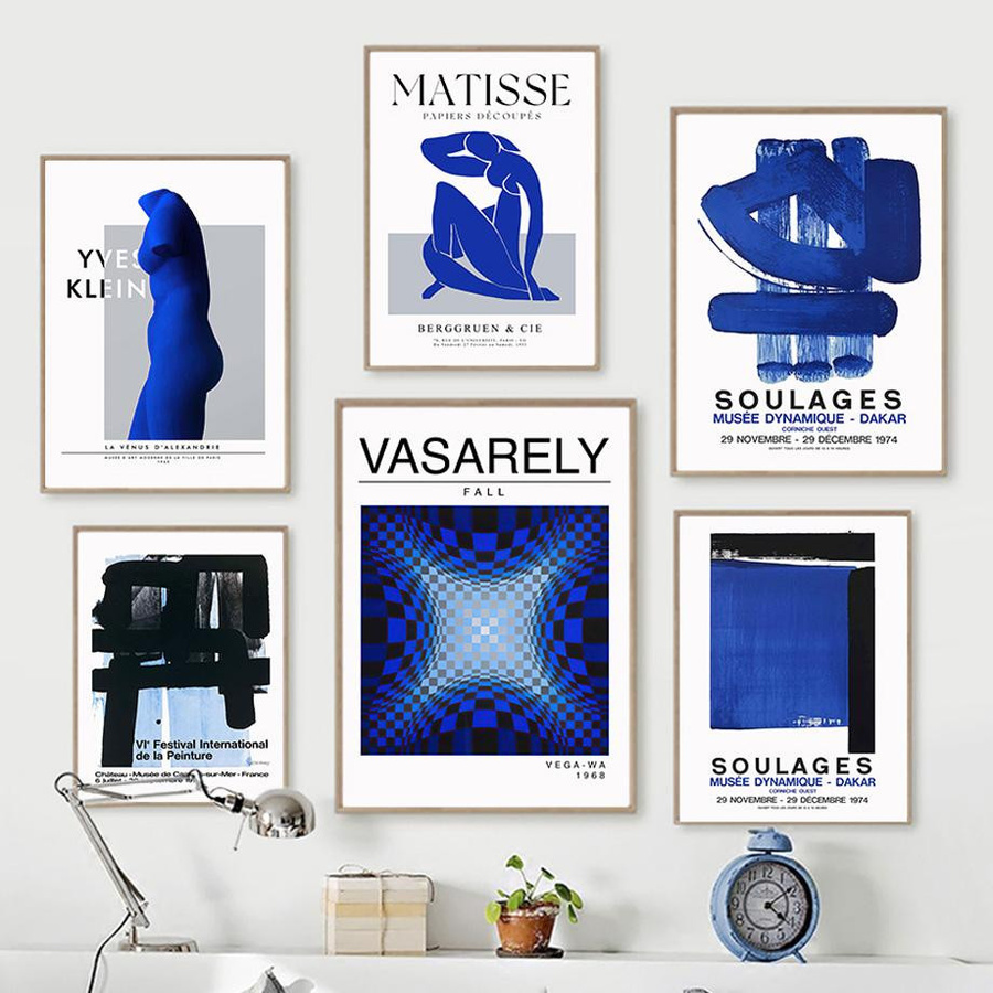 Abstrakte Wandkunst Blue Matisse Soulages Leinwandgemälde für Wohnzimmer und Büro, Breite: 60 cm, Höhe: 90 cm - Bild 2