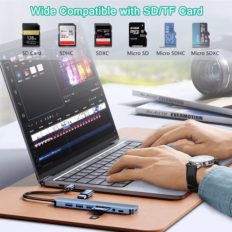 Xiaomi 8-in-2 USB-C-Hub-Expander Multiport-Adapter in Silber mit USB 3.0 und schneller Datenübertragung - Bild 6