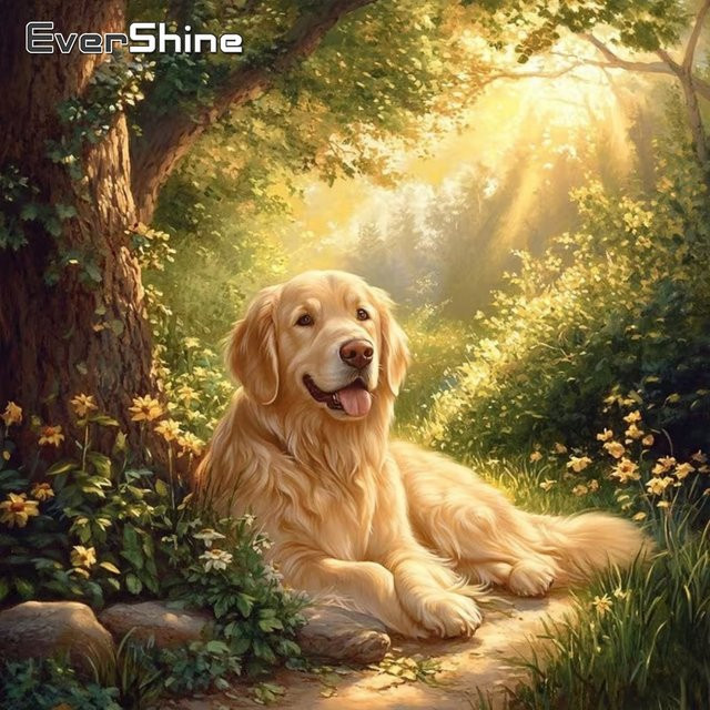 EverShine 5D DIY Diamant-Mosaik Hund Tier Wanddekoration mit bunten Acryl-Steinen für Anfänger - Bild 1
