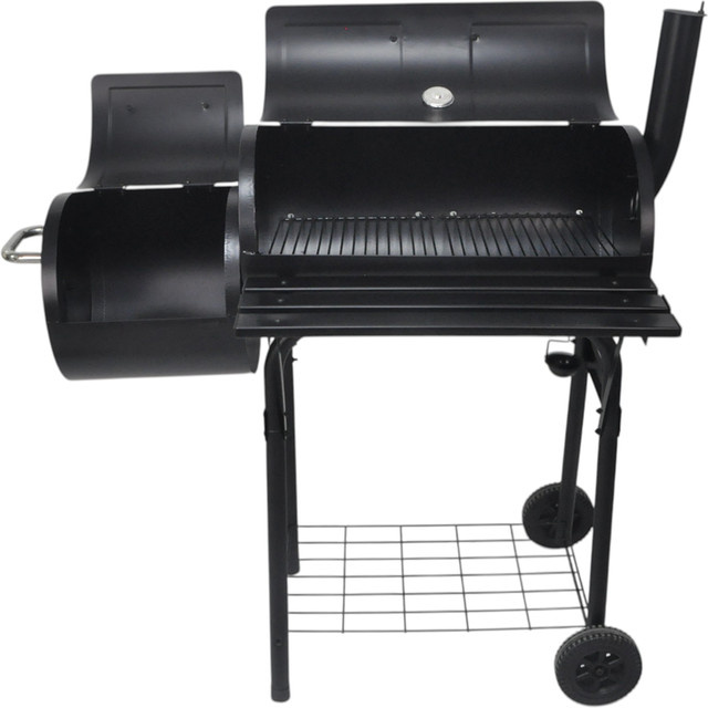 HARDIN Holzkohlegrill BBQ in Schwarz mit Thermometer, Warmhalterost und Edelstahlgriffen, B/T/H: 93 x 30 x 102 cm - Bild 1