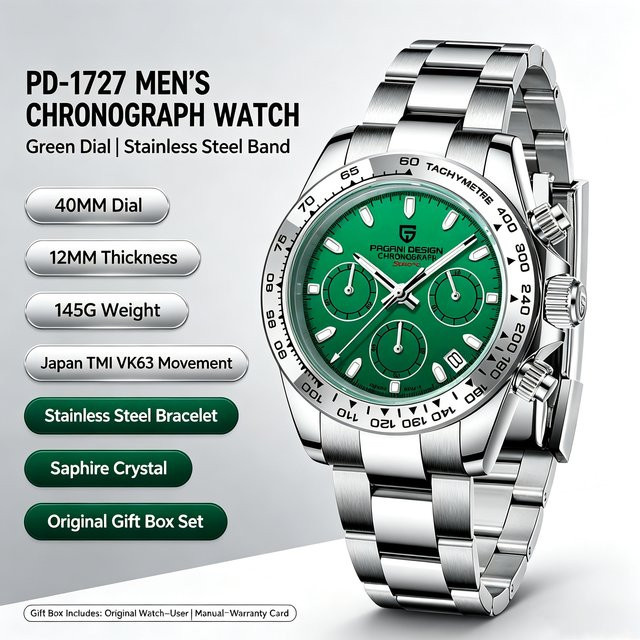 Pagani Design Chronograph, Quarz, Edelstahl, Saphirglas, Herren - Bild 1