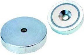 Beloh NdFeB Flachgreifer mit Bohrung, silber, Durchmesser: 25 mm, Höhe: 7 mm - Bild 1