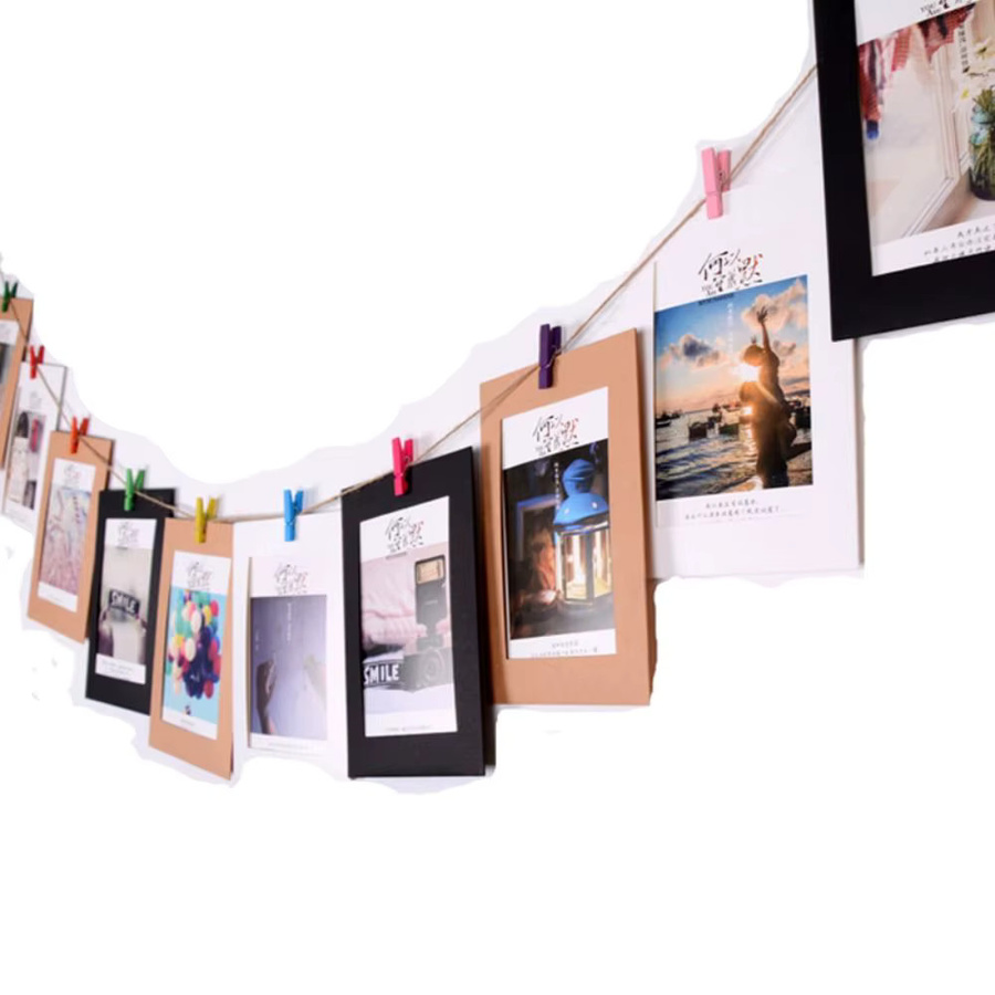 10er Set DIY Papier Bilderrahmen in Weiß und Multicolour mit Clips für dein Fotoalbum und zur Dekoration - Bild 2