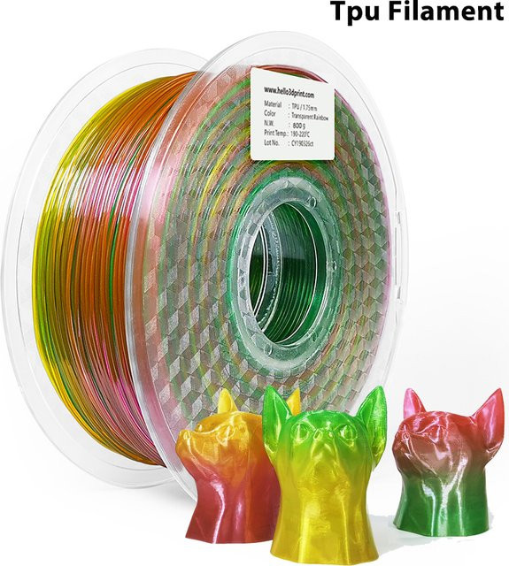 FlexMaterials Rainbow TPU Flexibles Filament Multicolour 1,75 mm für FDM 3D-Drucker - Bild 1
