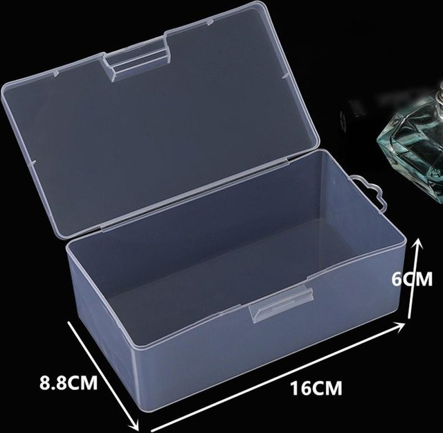 Treasure Home Mini-Kunststoffbehälter mit Deckel, Organizer für Schmuck, transparent/blau, B: 16,0 cm, T: 6,0 cm, H: 8,8 cm - Bild 1