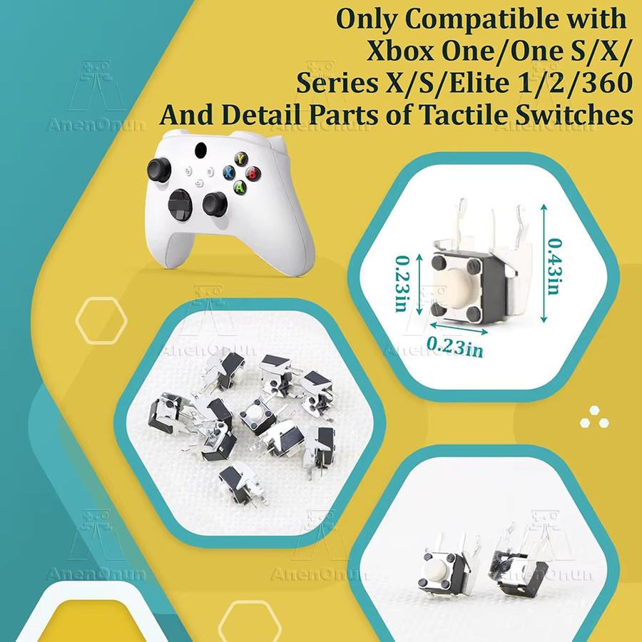 AnenOnun Taktile Schalterknöpfe LB/RB Ersatzteil für Xbox One, Xbox Series X, Xbox Series S, Xbox 360 und Xbox Elite Controller - Bild 3
