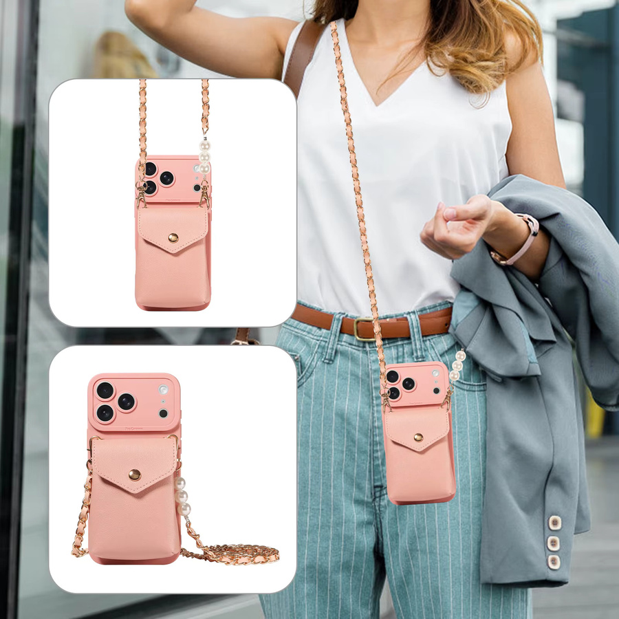 Sturzsichere Leder-Handyhülle für Samsung Android Smartphones mit Kartenfächern und Bargeldfach in Schwarz oder Pink - Bild 4
