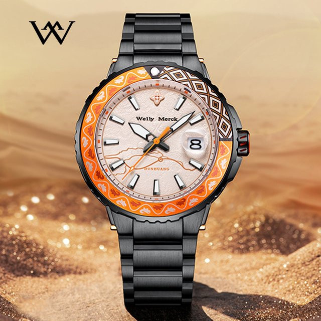 Welly Merck Armbanduhr, Automatik, Edelstahl, Leder, Herren - Bild 1