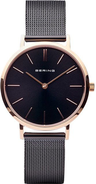 Bering Damenuhr, Quarz, Edelstahl, Schwarz, 34 mm, 3 ATM - Bild 1