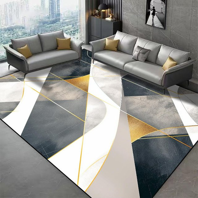 Karpetti Wohnzimmerteppich Modern Geometric aus Flanell, Rutschfest und Waschbar, Mehrfarbig, B/T: 160 x 200 cm oder 60 x 90 cm - Bild 1