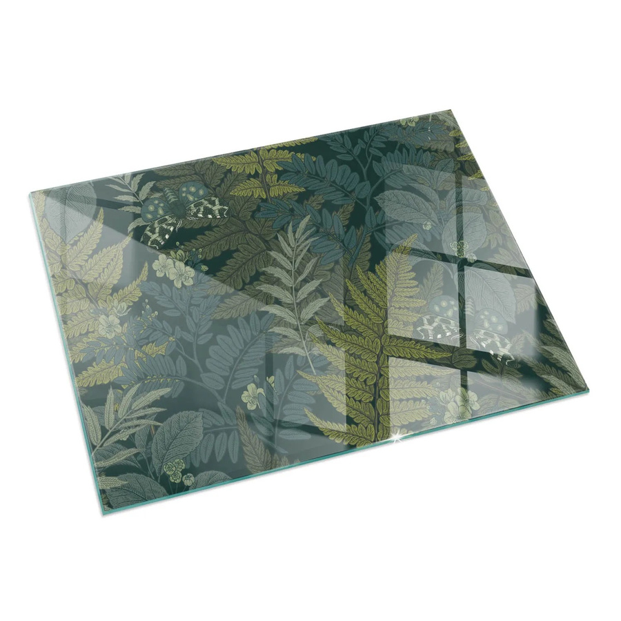 Tulup Glasplatte für Kamin mit Pflanzenmotiven in Grün, B/H: 60 x 40 cm - Bild 2