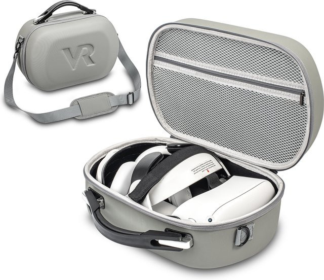 DEVASO Elite Kopfband Aufbewahrungstasche für Quest 3S, Pro, Quest 3 und Quest 2 VR Headset Zubehör in Grau - Bild 1