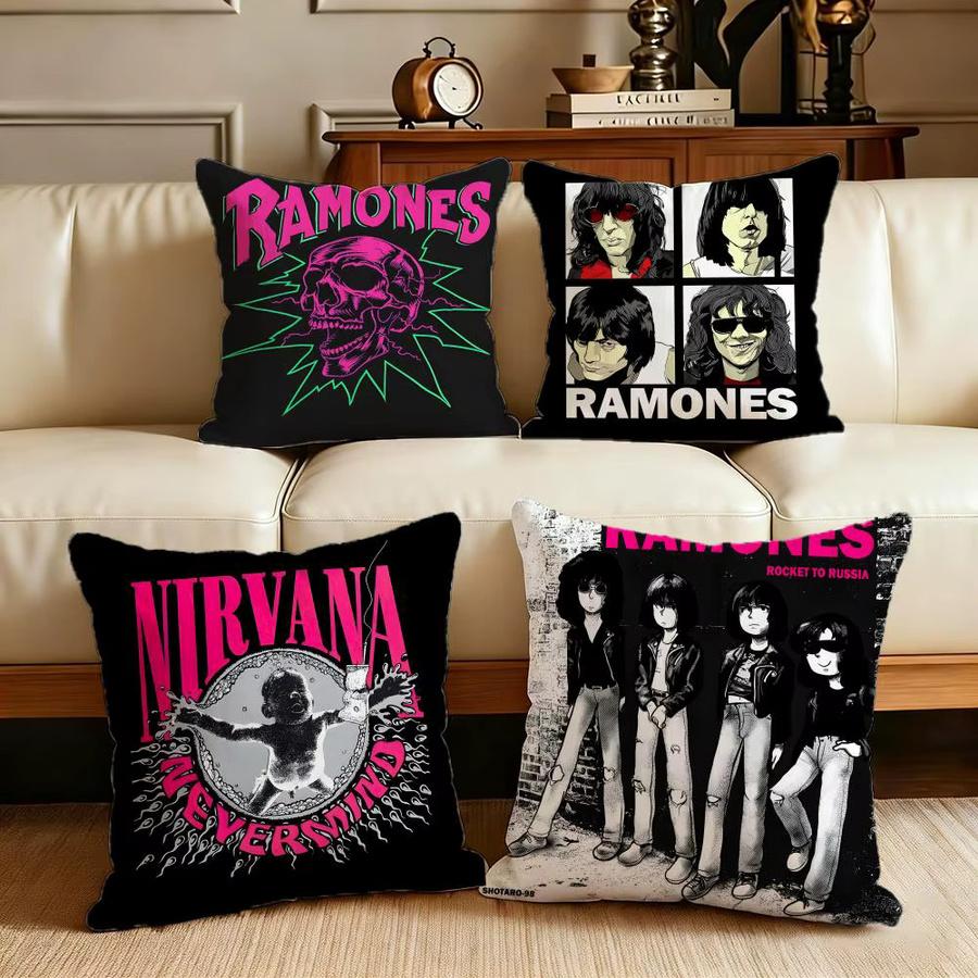 4-teiliges Ramones Kissenbezug-Set mit Grafikdesign in Weiß und Multicolour für dein Sofa und deine Heimdekoration - Bild 2