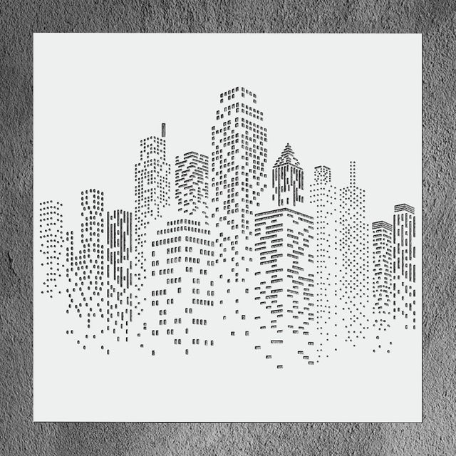 Malvorlage Stadtgebäude-Skelett für Erwachsene, DIY-Handbuch für Doodle-Topiary-Formen, Weiß, 30,48 x 30,48 cm - Bild 1